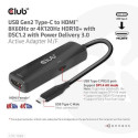 CLUB3D USB Gen2 Type-C to HDMI™ 8K60Hz or 4K120Hz HDR10+ with DSC1.2 with Power Delivery 3.0 Active 