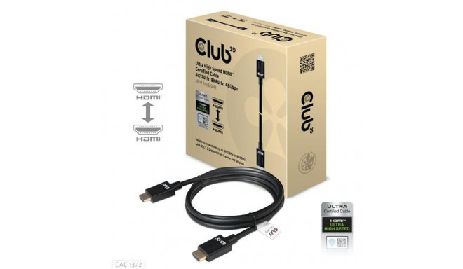 CLUB3D Ultra High Speed HDMI 4K120Hz, 8K60Hz Certified Cable 48Gbps M/M 2 m / 6.56 ft