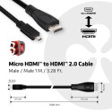 CLUB3D Micro HDMI™ to HDMI™ 2.0 4K60Hz Cable 1M / 3.28Ft