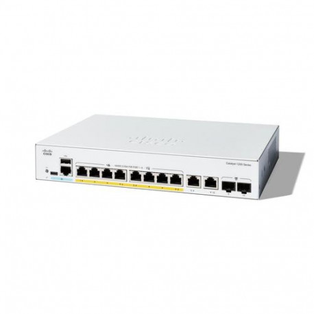 Cisco Catalyst 1200-8P-E-2G Smart Switch, 8 Port GE, PoE, Ext PS, 2x1GE Combo, Limited Lifetime Prot
