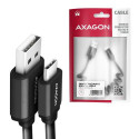 Axagon Data and charging USB 2.0 cable length 1.1 m. 3A. Black twisted. USB cable USB A USB C