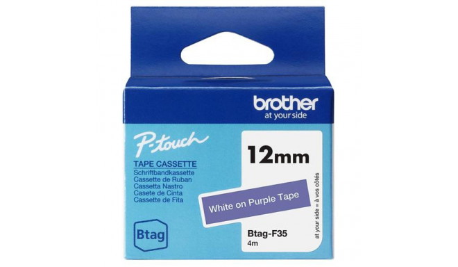 Brother BTAG-F35 label-making tape White on purple