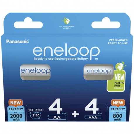 Rechargeable batteries PANASONIC ENELOOP 4x AA 2000 mAh + 4x AAA 800 mAh 8 szt (BK-3MCDE+4MCDE/8CP)
