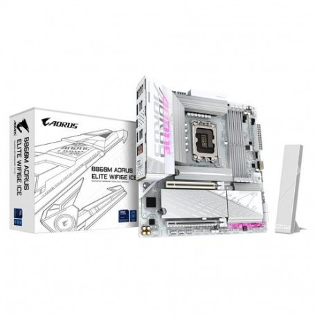 GIGABYTE B860M AORUS ELITE WF6E ICE Motherboard - Intel Core Ultra Series CPUs, 12+1+2+1 Phases VRM,