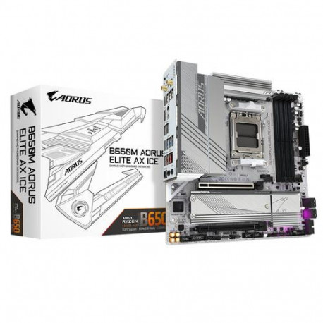 GIGABYTE B650M AORUS ELITE AX ICE Motherboard - AMD Ryzen 9000 Series CPUs, 12+2+2 Phases VRM, up to