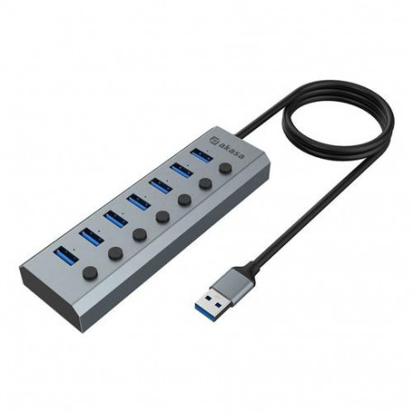 Akasa AK-HB-21BKCM interface hub USB 3.2 Gen 1 (3.1 Gen 1) Type-A 5000 Mbit/s Aluminium