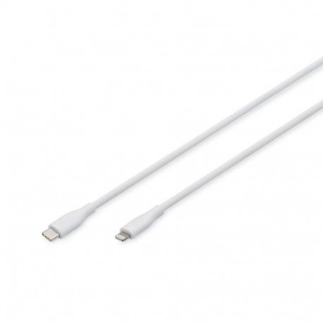 Digitus Lightning silicone connection cable, USB-C - Lightning, 0.5m, white