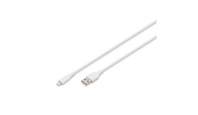 Digitus Lightning silicone connection cable, USB-A - Lightning 2m, white