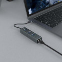 Savio AK-57 USB-C - 3 x USB-A HUB with RJ-45 Gigabit Ethernet adapter 5000 Mbit/s grey 2 x USB 3.2 G