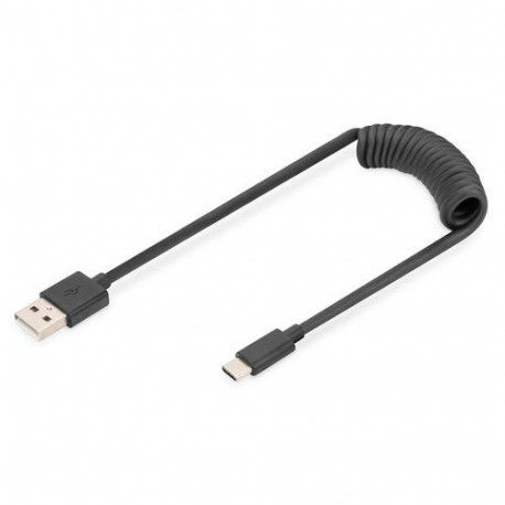 Digitus USB-A - USB-C spiral cable, 1m