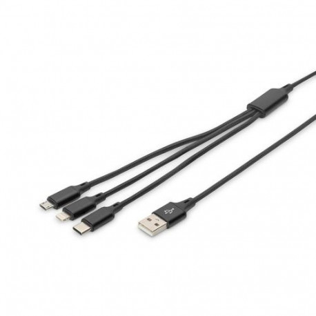 Digitus 3-in-1 USB charging cable, 1m