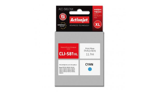 Activejet ACC-581CNX ink (replacement for Canon CLI-581C XL; Supreme; 11.70 ml; cyan)