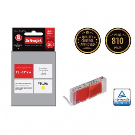 Activejet ACC-551YN ink (replacement for Canon CLI-551Y; Supreme; 15 ml; yellow)