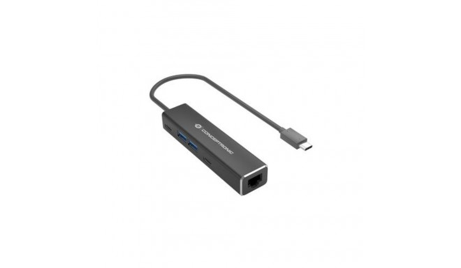 Conceptronic ABBY14B 2.5G Ethernet USB 3.2 Gen 1 Adapter with USB Hub, 2.5GbE, USB-A x 2, USB-C x 2