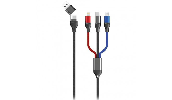 2GO 797361 USB cable 1.2 m USB A/USB C USB C/Micro-USB B/Lightning Black, Blue, Grey, Red