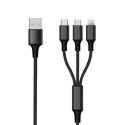 2GO 797153 USB cable 1.5 m USB B USB C/Micro-USB B/Lightning Black