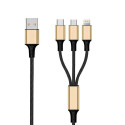 2GO 797152 USB cable 3 m USB B USB C/Micro-USB B/Lightning Black, Gold