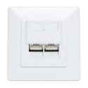 Intellinet 2-Port Cat6 10G Shielded RJ45 Wall Plate Flush Mount with Faceplate, STP, Signal White RA