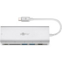 Goobay USB-C Multiport Adapter (HDMI 4k 30 Hz, USB, CR, RJ45, PD), Aluminium, Silver