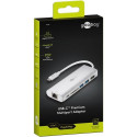Goobay USB-C Multiport Adapter (HDMI 4k 30 Hz, USB, CR, RJ45, PD), Aluminium, Silver