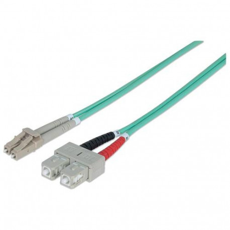 Intellinet Fiber Optic Patch Cable, OM3, LC/SC, 3m, Aqua, Duplex, Multimode, 50/125 µm, LSZH, Fibre,