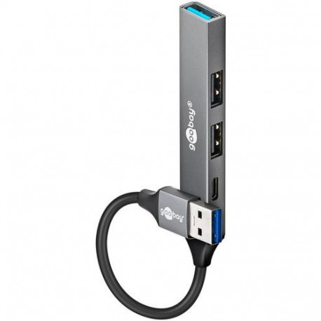 Goobay 74458 interface hub USB 3.2 Gen 1 (3.1 Gen 1) Type-A 5000 Mbit/s Light grey