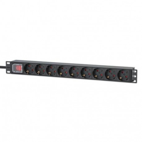 Intellinet 19" 1U Rackmount 9-Output Power Distribution Unit (PDU), EU CEE 7/3 Outlets, Built-i