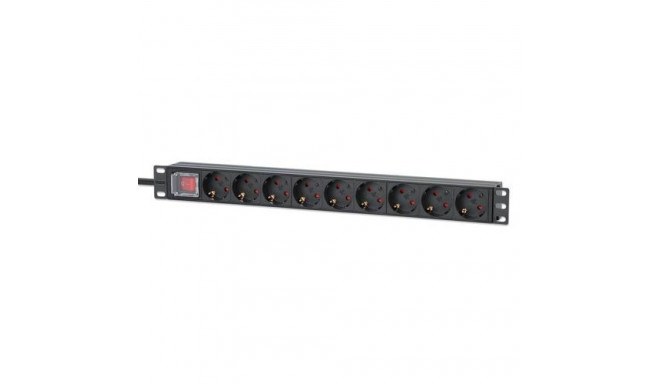 Intellinet 19&quot; 1U Rackmount 9-Way EU 2-pin (CEE 7/3) PDU, 16A, On/Off, Built in 2m EU 2-pin