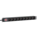 Intellinet 19&quot; 1U Rackmount 9-Way EU 2-pin (CEE 7/3) PDU, 16A, On/Off, Built in 2m EU 2-pin