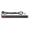 Intellinet 19" 1U Rackmount 9-Way EU 2-pin (CEE 7/3) PDU, 16A, On/Off, Built in 2m EU 2-pin
