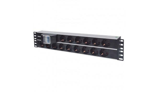 Intellinet 19&quot; 2U Rackmount 15-Output Power Distribution Unit (PDU), EU CEE 7/3 Outlets, Wi