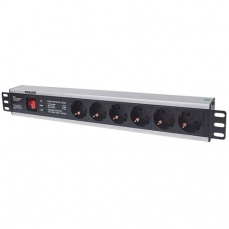 Intellinet 19" 1.5U Rackmount 6-Output Power Distribution Unit (PDU) EU CEE 7/3 Outlets, With O