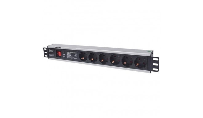 Intellinet 19&quot; 1.5U Rackmount 6-Output Power Distribution Unit (PDU) EU CEE 7/3 Outlets, Wi