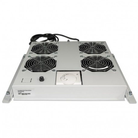 Intellinet 4-Fan Ventilation Unit for 19" Racks, Roof Mount, with Thermostat, Grey