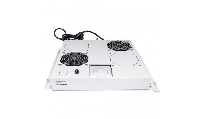 Intellinet 2-Fan Ventilation Unit for 19&quot; Racks, Roof Mount, with Thermostat, Grey