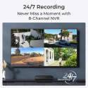 Reolink NVS8-8MB4 - 4K UHD Security System, 8-Channel NVR, 100 ft Crisp Night Vision, 24/7 Recording