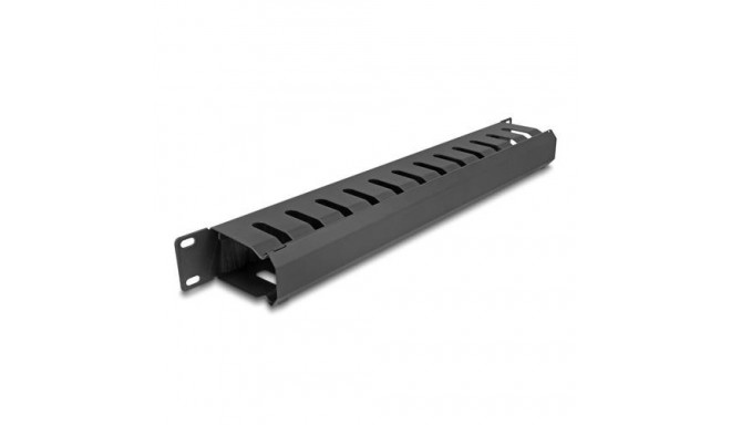 DeLOCK 19″ Cable Management Routing Panel with brush and 2 openings 1U black