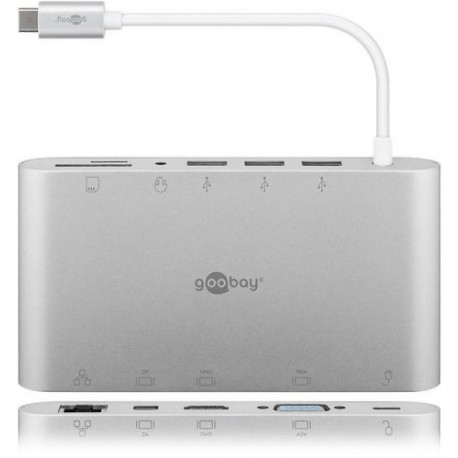 Goobay 62113 laptop dock/port replicator Wired USB 3.2 Gen 1 (3.1 Gen 1) Type-C Silver