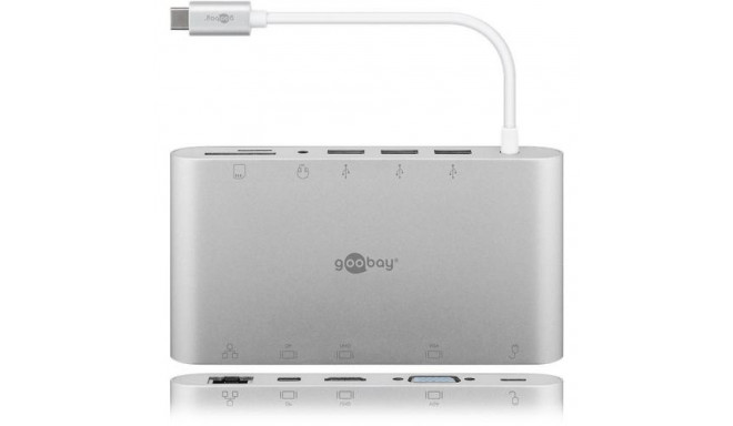 Goobay 62113 laptop dock/port replicator Wired USB 3.2 Gen 1 (3.1 Gen 1) Type-C Silver