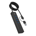 ICY BOX IB-HUB1737-C3 USB 3.2 Gen 1 (3.1 Gen 1) Type-C 5000 Mbit/s Black