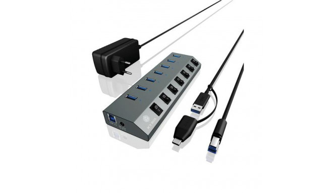 ICY BOX IB-HUB1701-C3 USB 3.2 Gen 1 (3.1 Gen 1) Type-B 5000 Mbit/s Anthracite