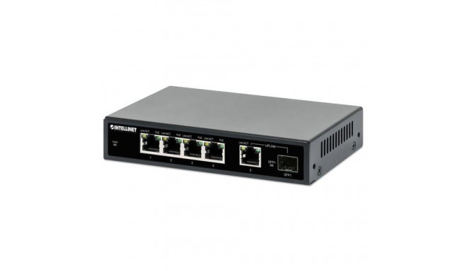 Intellinet 5-Port Gigabit Ethernet PoE+ Switch with SFP Port, Four PSE PoE Ports, IEEE 802.3at/af (P
