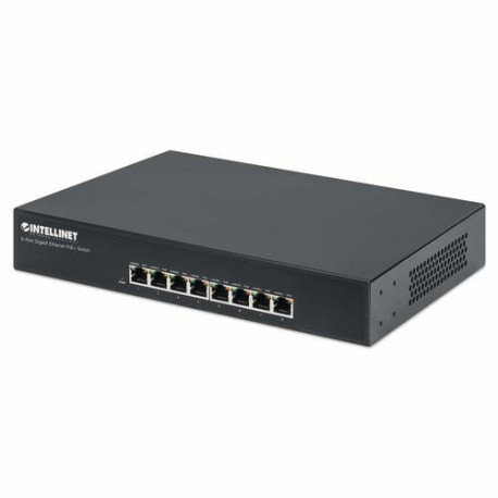 Intellinet 8-Port Gigabit Ethernet PoE+ Switch, 8 x PoE ports, IEEE 802.3at/af Power-over-Ethernet (