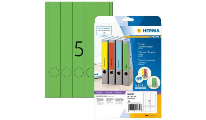 HERMA File labels A4 38x297 mm green paper matt opaque 100 pcs.