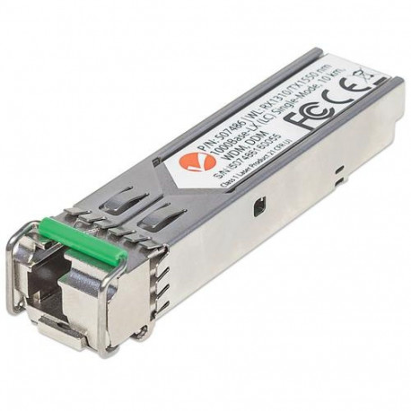 Intellinet Transceiver Module Optical, Gigabit Fiber WDM Bi-Directional SFP, 1000Base-Lx (LC) Single