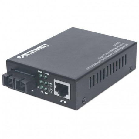 Intellinet Gigabit Ethernet Single Mode Media Converter, 10/100/1000Base-T to 1000Base-Lx (SC) Singl