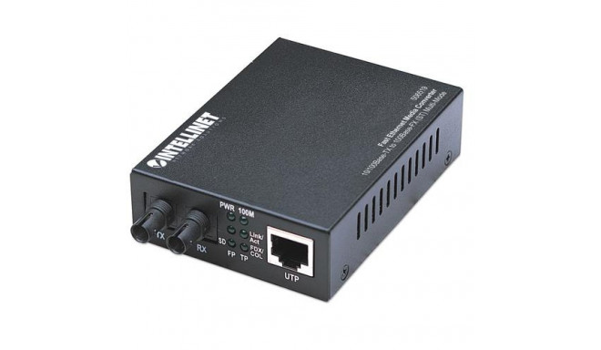 Intellinet Fast Ethernet Media Converter, 10/100Base-Tx to 100Base-Fx (ST) Multi-Mode, 2 km (1.24 mi