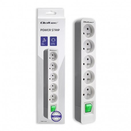 Qoltec 50290 power extension 1.8 m 5 AC outlet(s) Indoor White