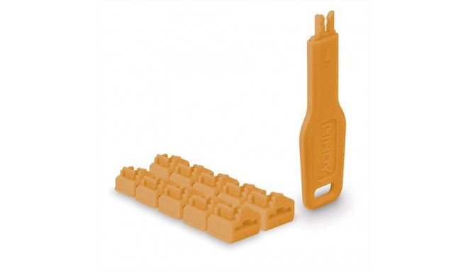 Lindy RJ45 Port Locks Orange, 10x + 1 Key