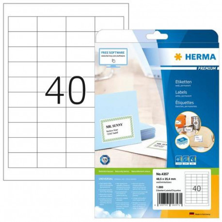HERMA Labels Premium A4 48.5x25.4 mm white paper matt 1000 pcs.